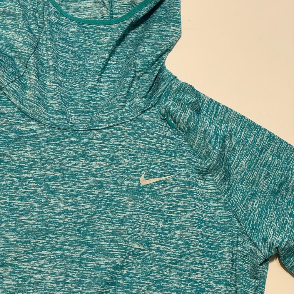 Nike Running Dri-Fit Women’s M Blue Granite "Head Cap" Pullover Hoodie Swoosh - Picture 4 of 10